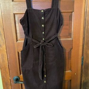 *SOLD* Brown Corduroy Pinafore Button Dress